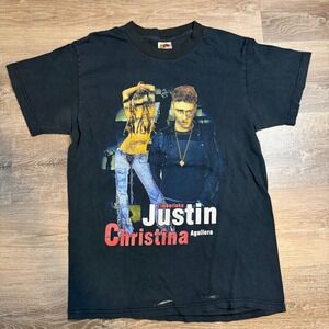 Vintage 2003 Justin Timberlake Christina Aguilera Justified Stripped Tour Shirt